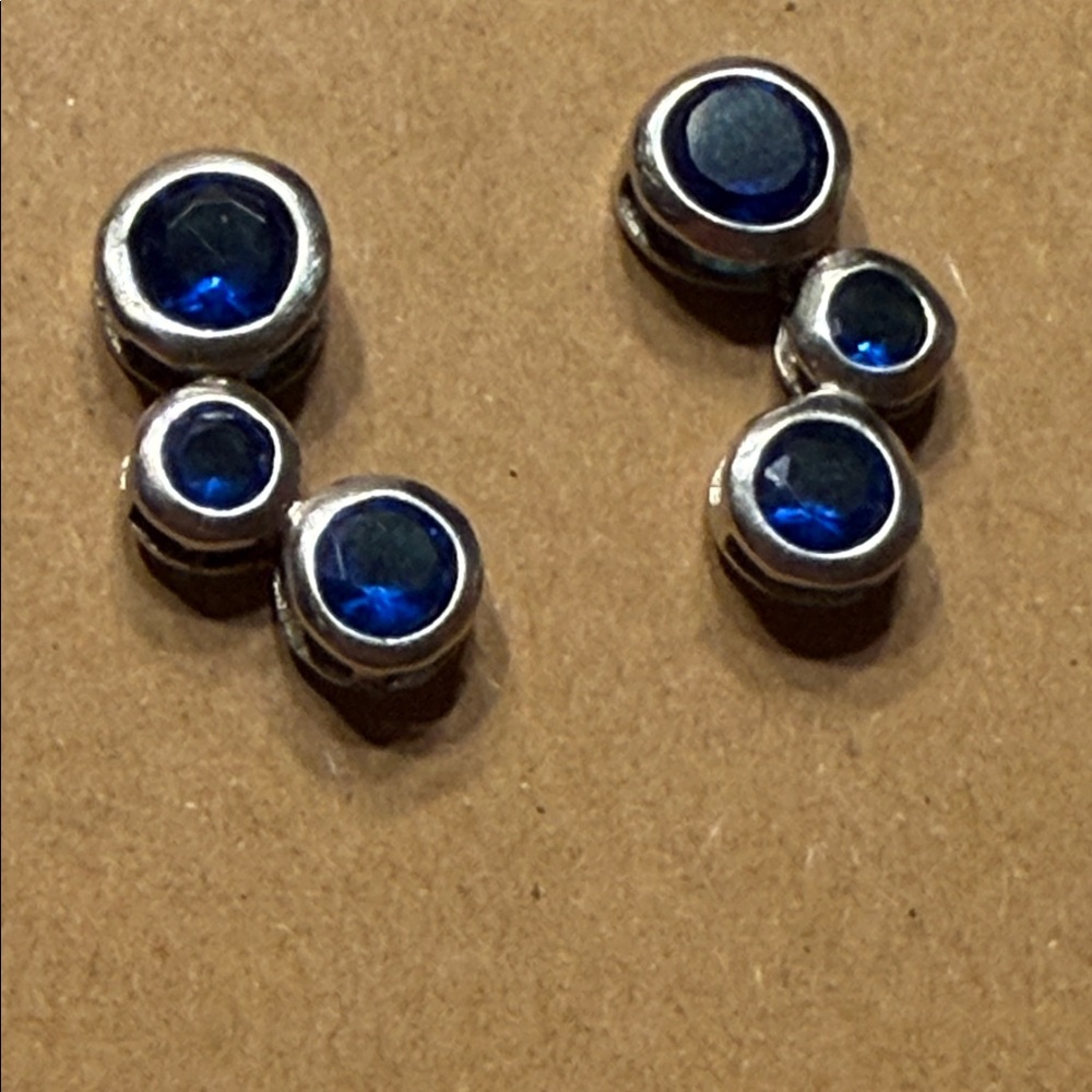 925 Sterling Silver Ear Climber Earrings with Blue Topaz or Sapphire Stones